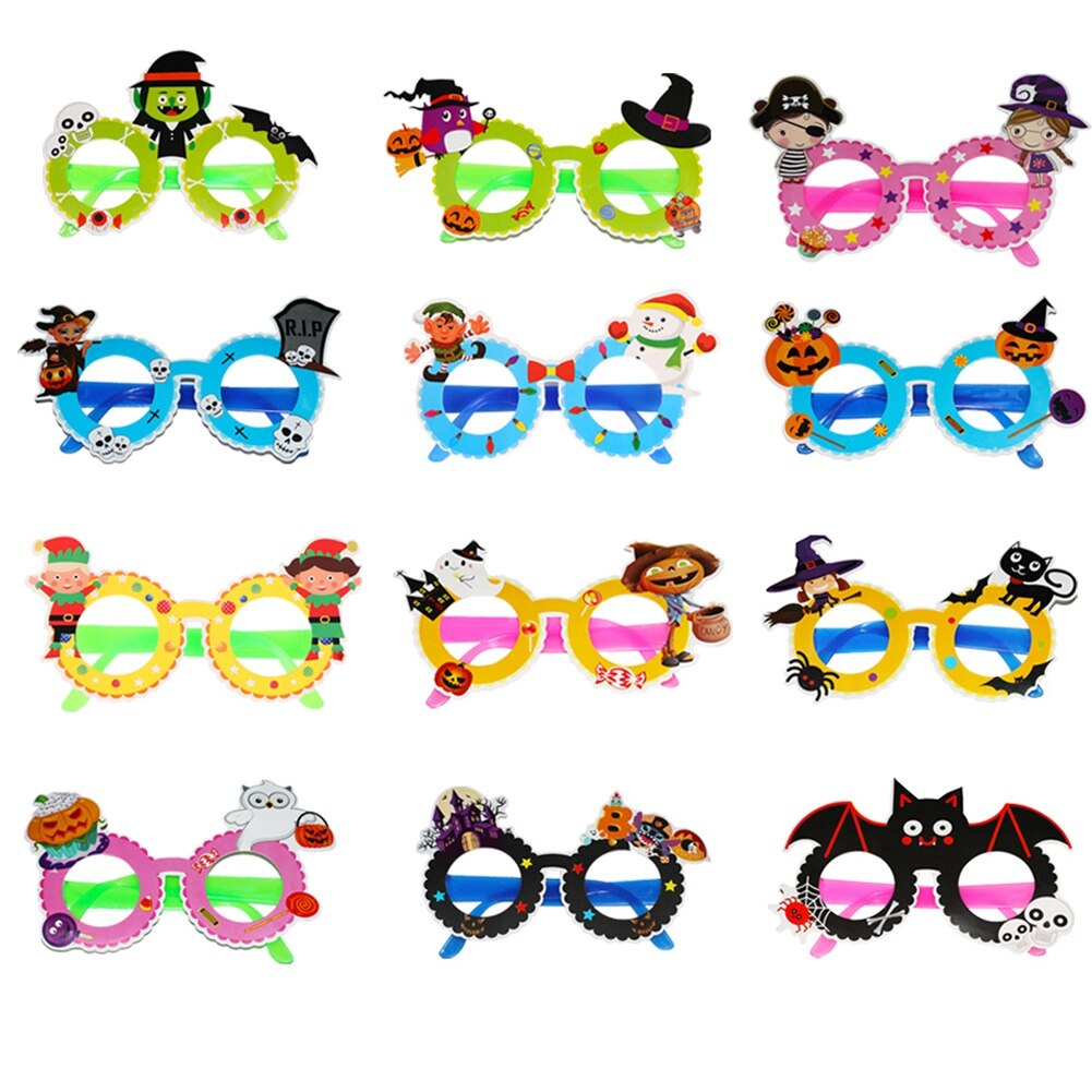 12PCS Christmas Halloween Children's Decoration Glasses Party Glasses Costume Party Eyeglasses for Baby Boys Girls