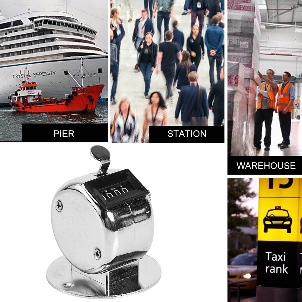 Tally 4 Digit Palm Counters Counter Hand Clicker Manual Handy Mechanical Training Counter Chrom