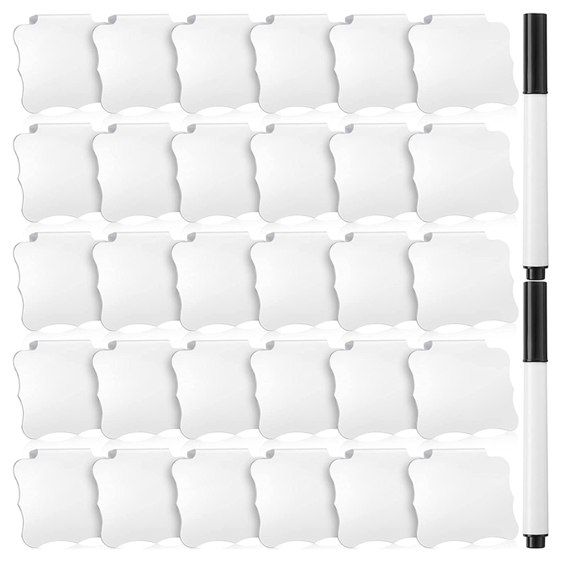 32 Pieces Basket Labels Clips and Pens Set, Includes 32 Pieces Kitchen Clip Label Holder and 2 Pieces Chalk: Bourgondië