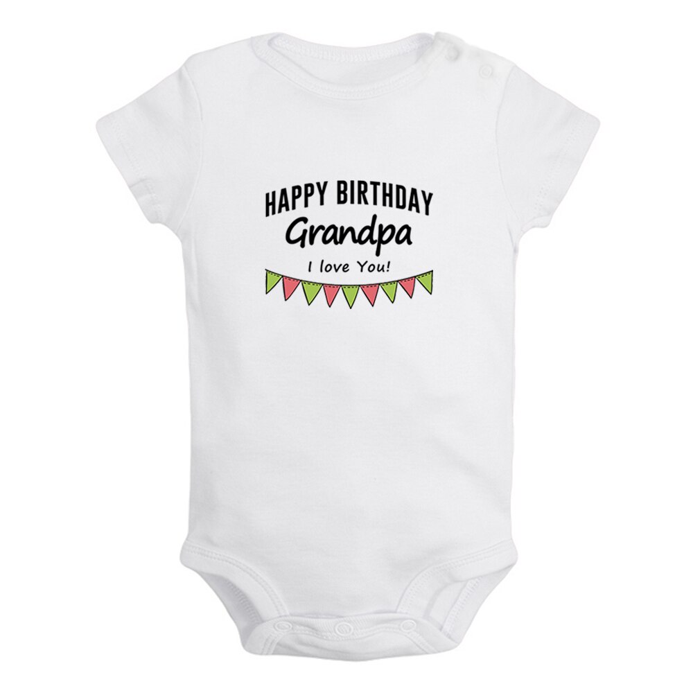 Feliz aniversário vovô eu te amo bebê meninos diversão macacão bebê meninas bonito bodysuit infantil mangas curtas macacão roupas macias: BabyW8250D / 6-12M