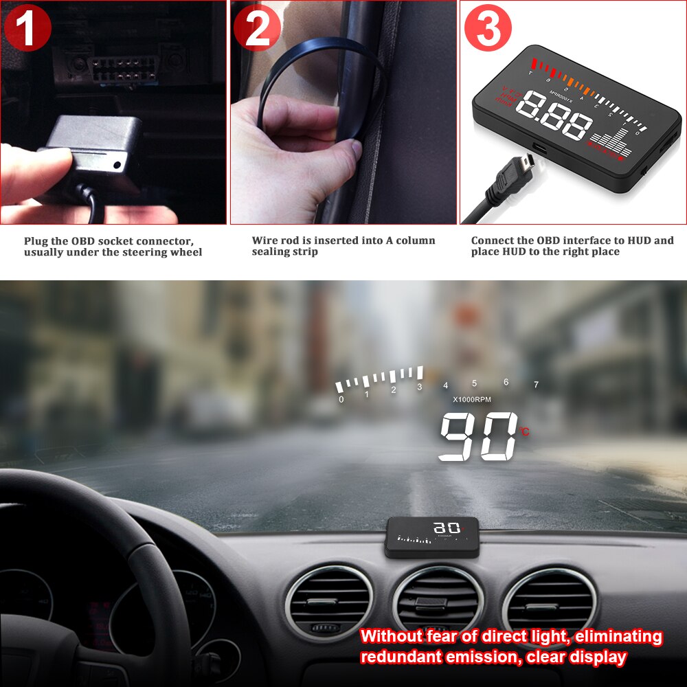 X5 OBD2 Gauge Auto Digital Speedometer Car Electronics Speed Projector Accessories Head Up Display Car Hud On-board Computer