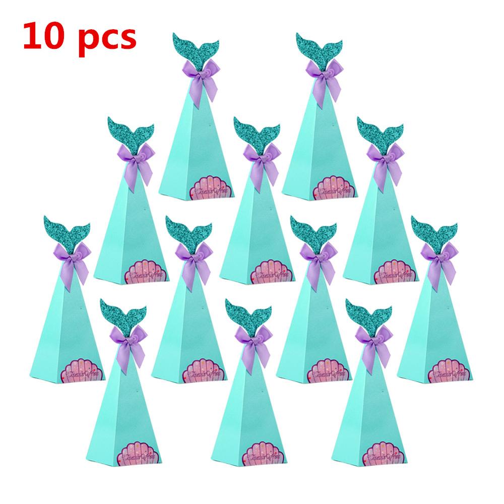 OurWarm syrena papier cukierki pudełko karta zaproszenie torby na prezenty dziewczyny urodziny traktować syrenka impreza dobrodziejstw dekoracji: 10szt Mermaid pudełko
