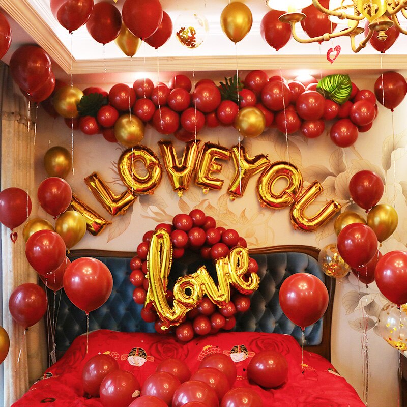10 inch double-layer latex balloon ruby red proposal marriage wedding room decoration
