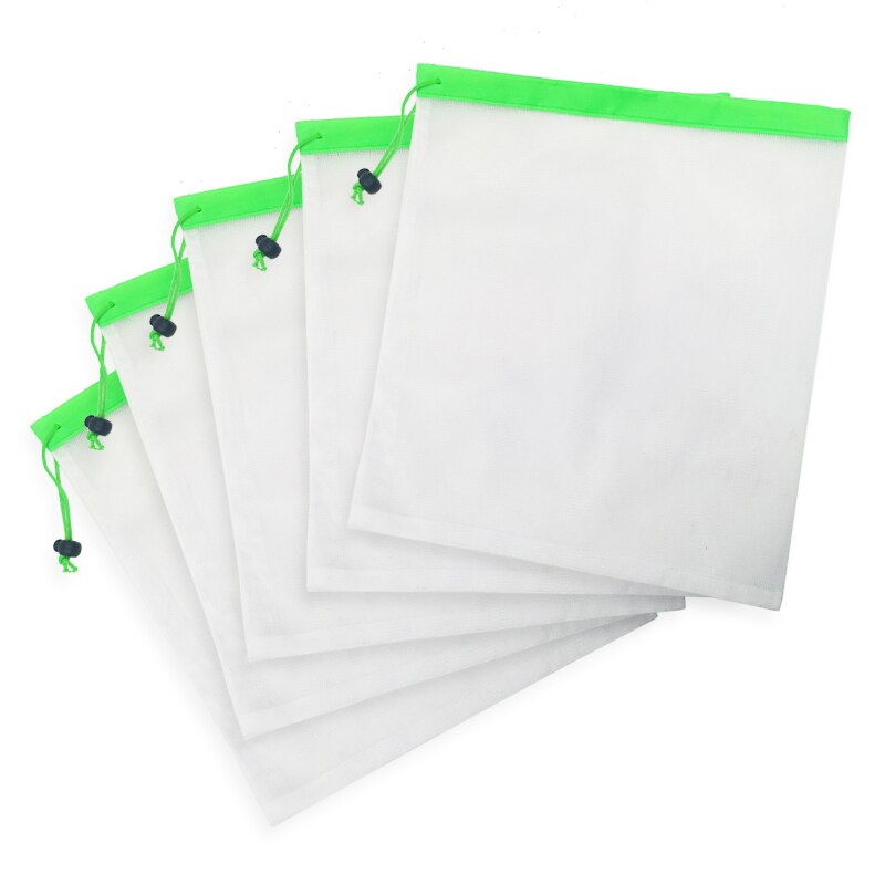 5pcs/lot Reusable Mesh Produce Bags Washable Eco Friendly Bags for Grocery Shopping Storage Fruit Vegetable Toys Sundries Bag