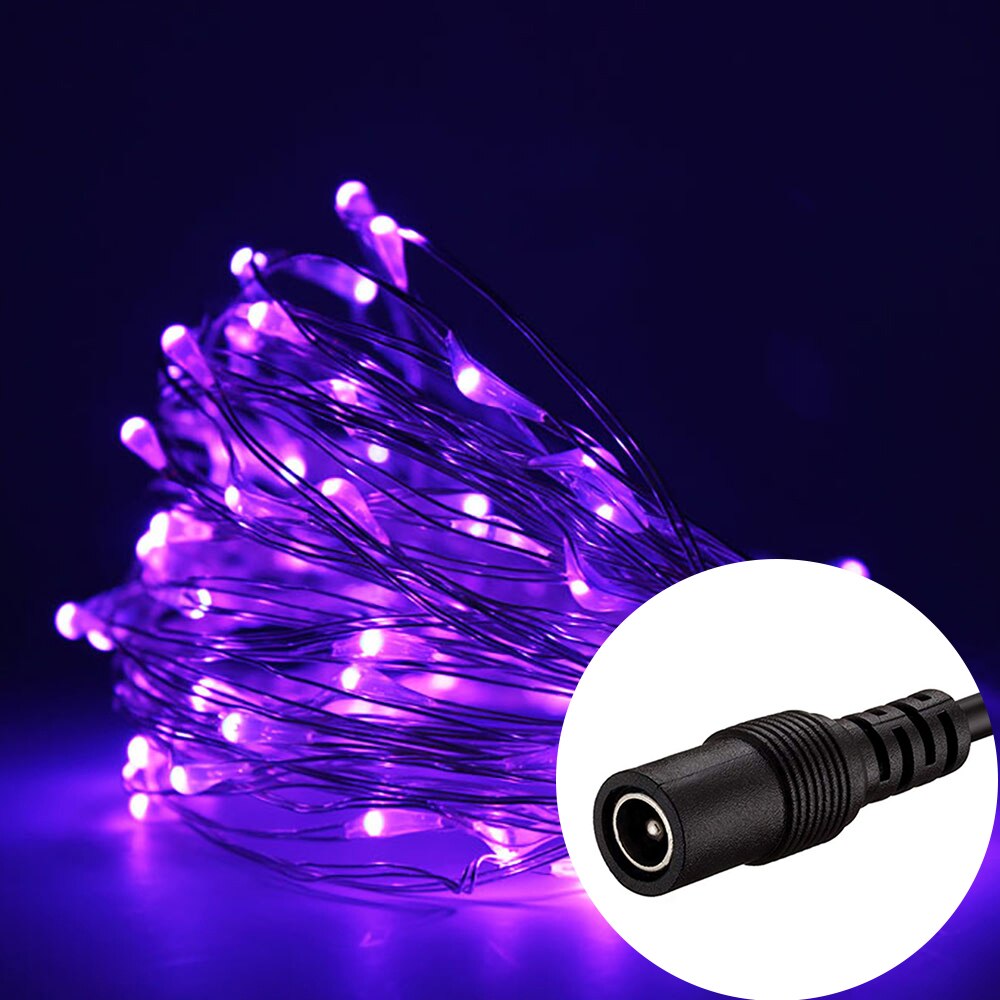 5M 50Leds Led String Lights Met Dc Power Connector Zilveren Draad 12V Led Fairy Light Kerst Indoor decoratie Thuis Kamer Boom: Purple