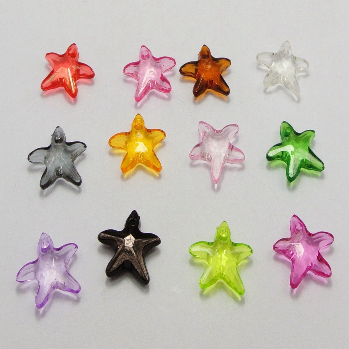 100 Mixed Color Transparent Acrylic Various Shape Pendants Heart Bear Cross DIY: Sea Star  16X16mm