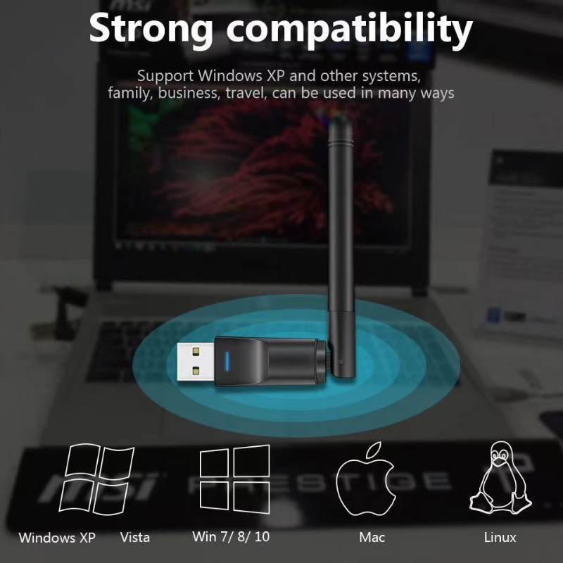 2.4GHz USB 2.0 Adapter 150Mbps WiFi Wireless Network Card with Antenna Chipset Ralink MTK 7601 for Laptop PC Network Cards