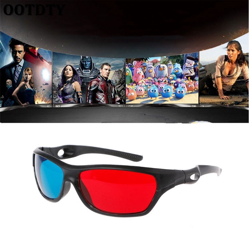 OOTDTY-gafas 3D Anaglyph para juegos de películas, DVD, vídeo y TV, marco blanco Universal, rojo y azul