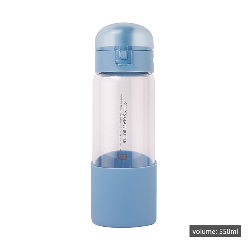 550ml glas vandflaske med infuser høj kapacitet te drikke kedel tumbler bærbar sport rejse protein shaker drinkware: Blå