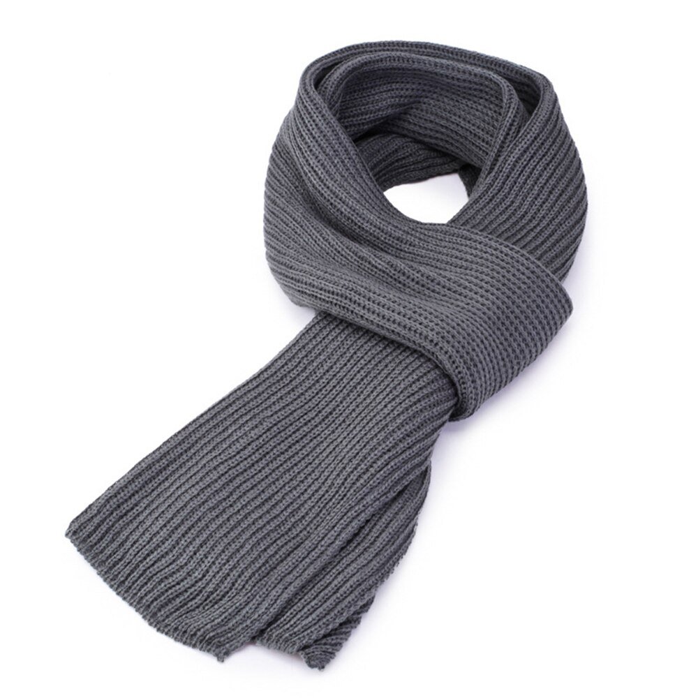 Hommes hiver coréen couleur unie tricoté écharpe de noir gris épaissi foulards pour les hommes