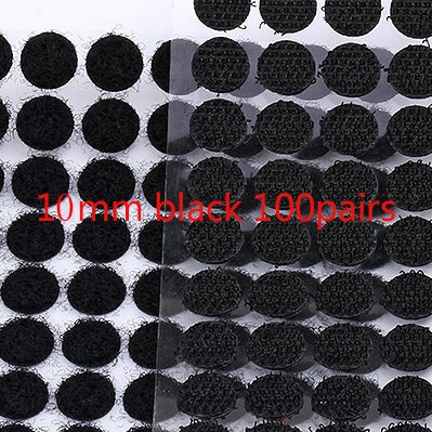 100pairs 10mm Velcros Strong Self Adhesive Fastener Tape Round Dots Magic Nylon Hook Loop Sticker Tape Sewing Craft DIY: 10mm Black