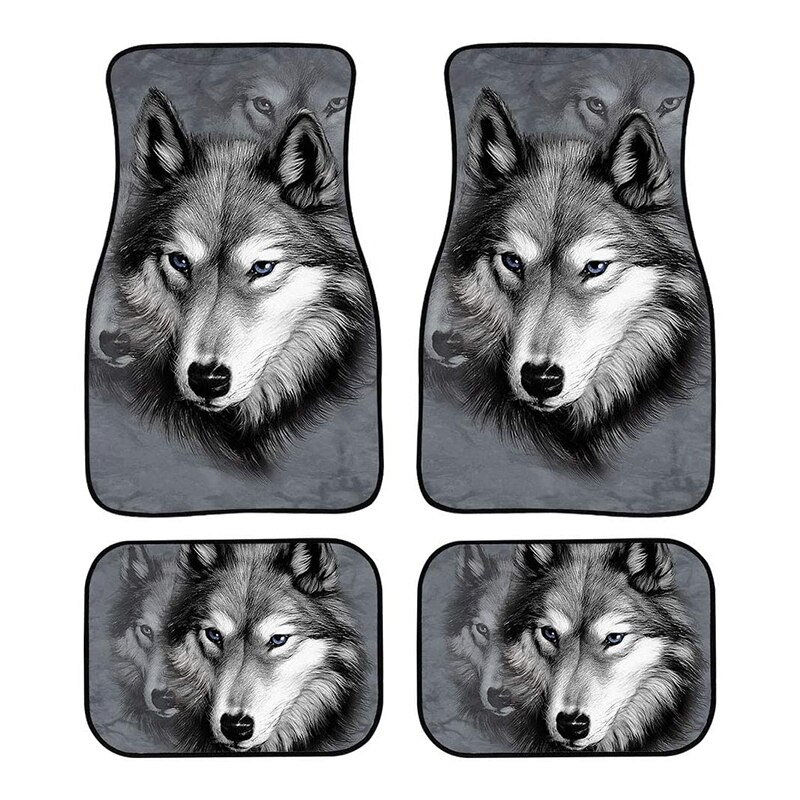 Aimaao Wolf-alfombrillas automotrices para mujer, coche, camión, SUV, ajuste Universal, para asientos delanteros y traseros, para VW y Toyota: wolf1