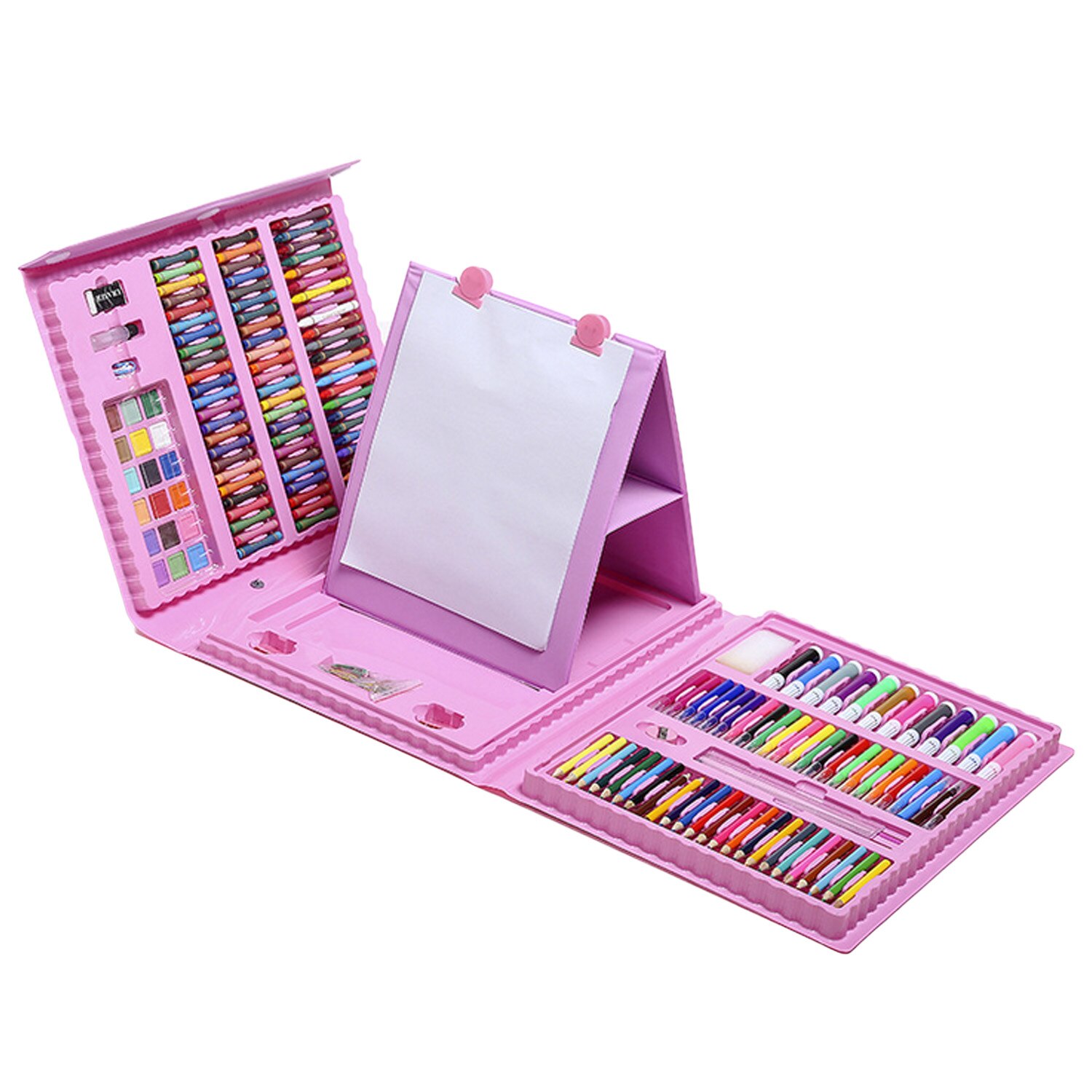 208 stk børn børn maleri tegneværktøj sæt med farvede blyanter tuschblyanter farveblyanter til hjemmeskole børnehaveforsyninger: Lyserød