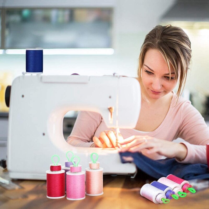 50Pcs Bobbins and Sewing Threads Kits, 21 Colors Cotton Sewing Machine Thread Spools with Prewound Bobbins