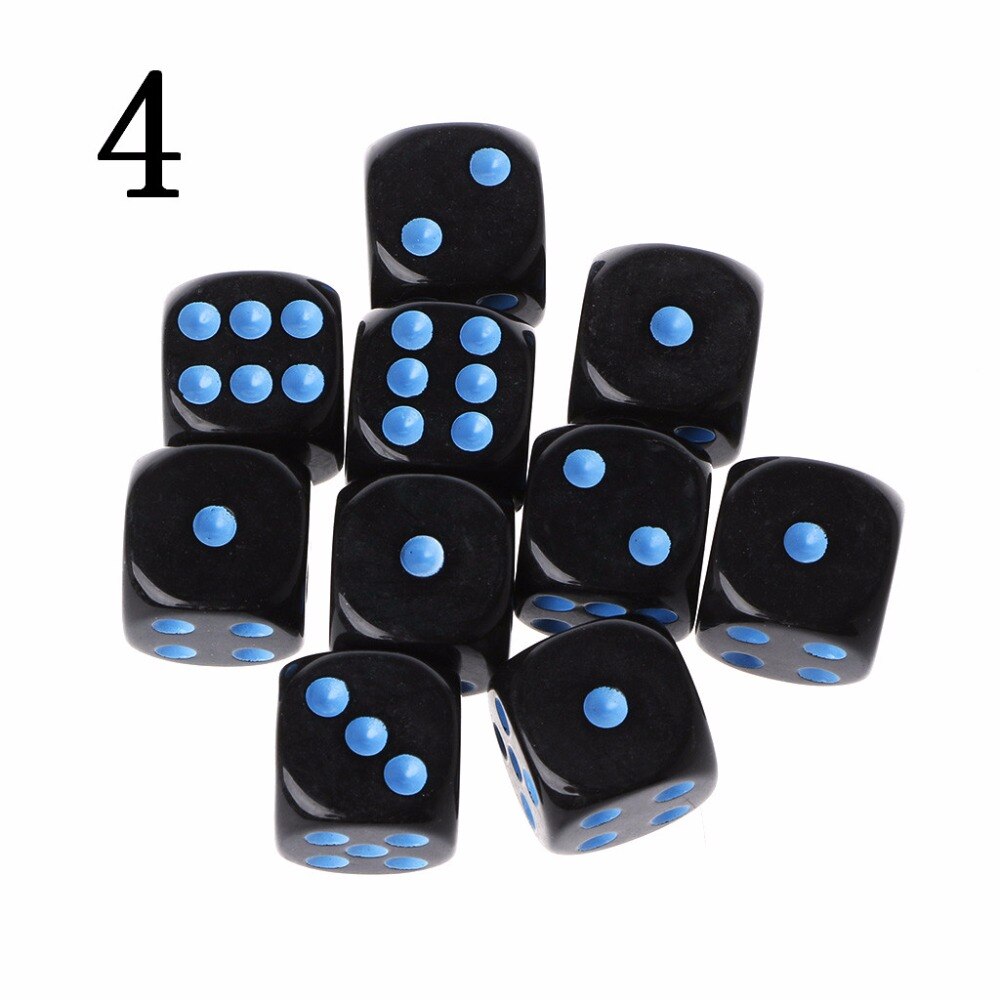 10 pcs 15mm Multicolor Contas de Acrílico Cubo Dados de Seis Lados Portátil Jogos de Mesa Brinquedo