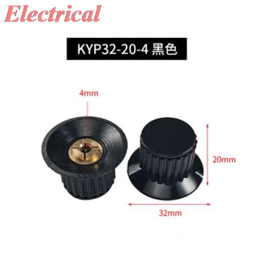 Tapa con botón para potenciómetro, eje moleteado de plástico, 4mm, 6mm, Agujero del eje de diámetro, negro/gris, 16x16mm, 25x18mm, 32x20mm: KYP32-20-4J Black 
