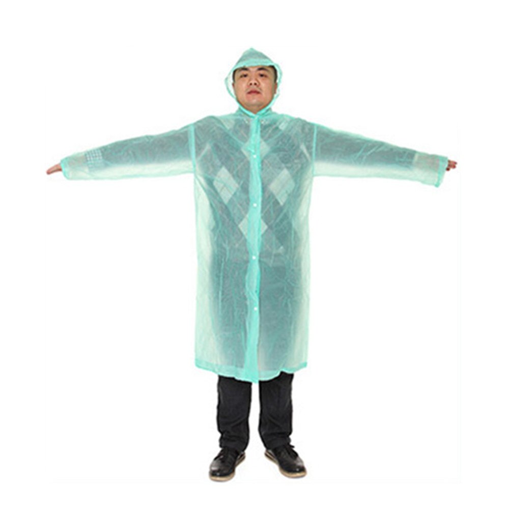 Transparent Rain Coat PVC Vinyl Waterproof Reuse Raincoat Outdoor Travel Runway Hooded Poncho Rain Coats Men Women Rainwear: Green