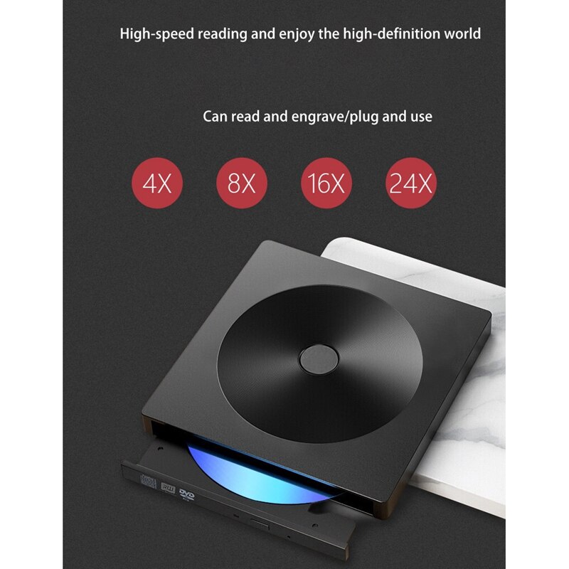 Usb Externe Cd/Dvd Drive Hoge Snelheid Ultra-Dunne Type C Draagbare Drive-Gratis Cd Films Spelers voor Laptop Pc Windows Mac