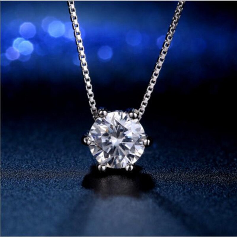 Classic Klauwen Crystal Zirkoon Hanger Ketting Voor Vrouwen Meisje Mode Zilveren Kleur Wit Zirkoon Bruiloft Ketting Sieraden