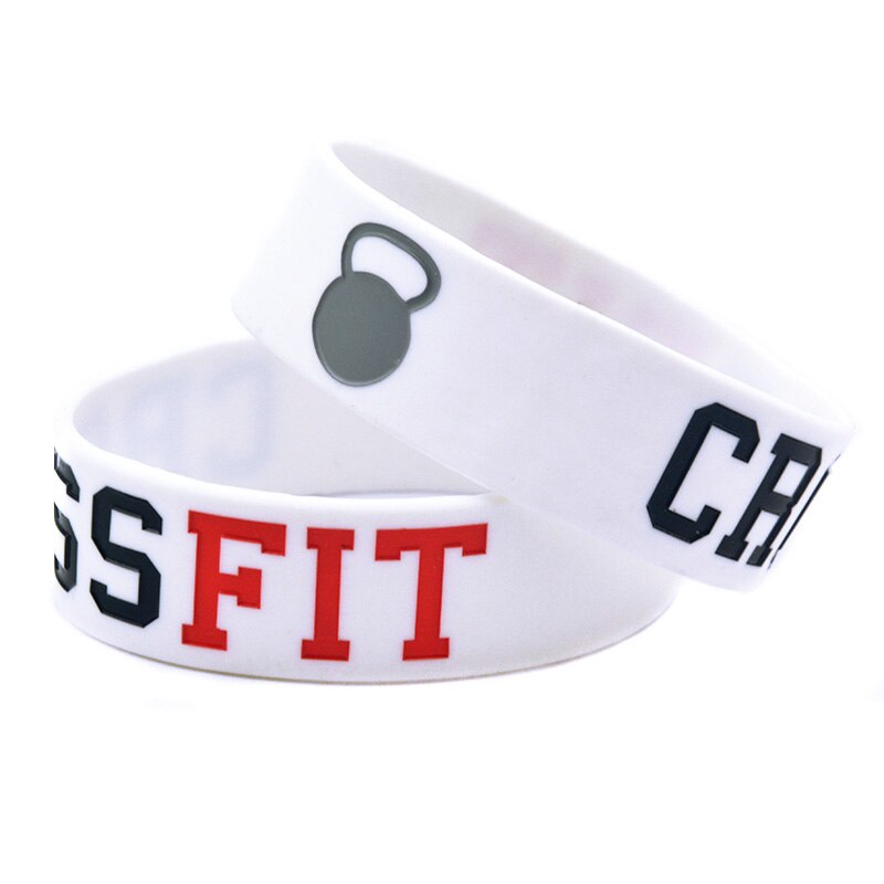 Obh 1pc een inch brede zwart-witte crossfit siliconen rubberen armband voor sport