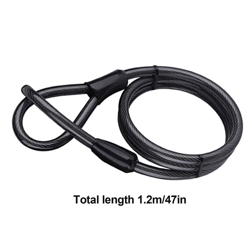 Anti-Theft Cable with Looped Ends Anti-Theft Security Cable Double Loop End Lightweight Sturdy Bikes Lock Cable for Bicycles