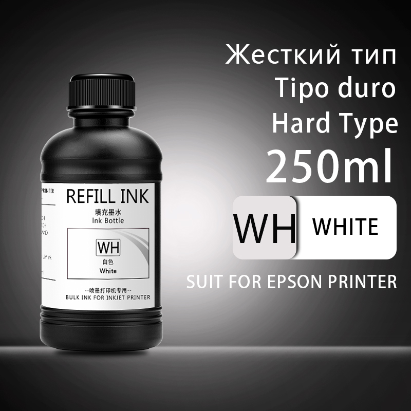 250ml/Bottle UV Ink Bottle For Epson L800 L805 L1800 R290 R300 1390 1400 1410 1430 1500W R3000 DX5 DX7 Universal UV Printer Ink: 1PC-White-Hard