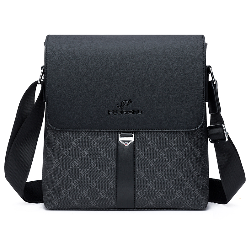 printed men's PU leather briefcase shoulder bags crossbody bags bolsos para hombre bag for man sling bag сумка: black