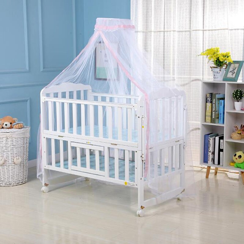 Nyttigt baby seng myggenet mesh kuppel gardin net til småbørneseng barneseng baldakin foldbar baby seng net