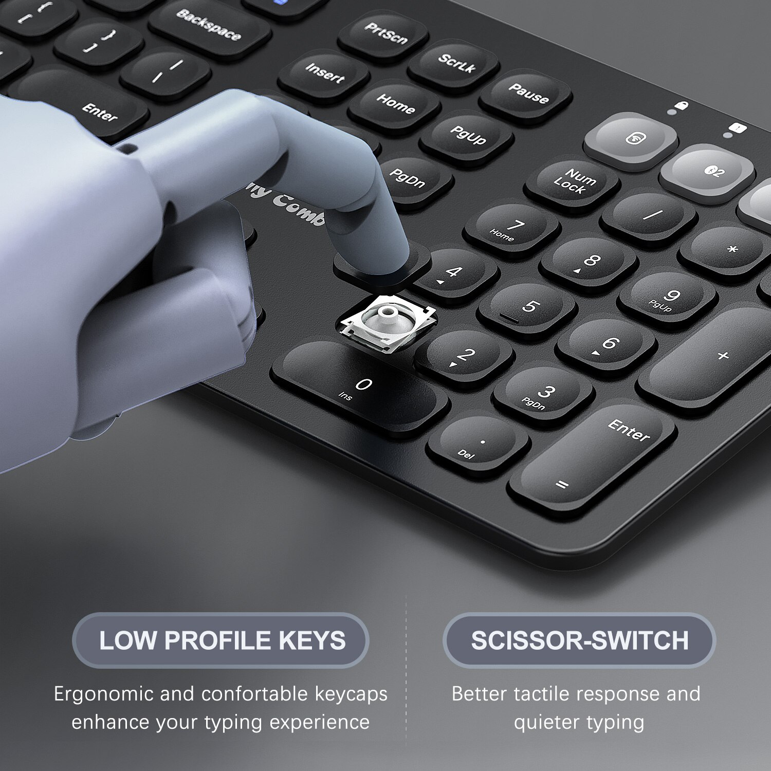 Jelly Comb Dual Mode (Bluetooth 4.2+USB ) Rechargeable 2.4G Wireless Bluetooth Keyboard Switch to 3 Devices for PC Laptop