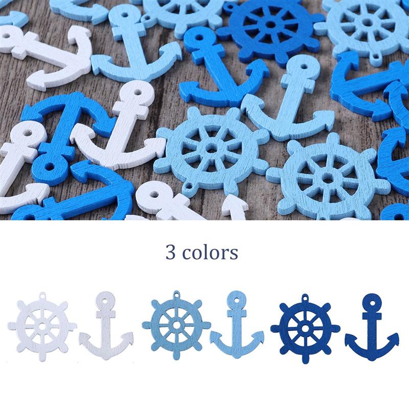 100 stk anker og ror treanheng scrapbooking hjemmepynt dekorative knapper treanker (tilfeldig farge)