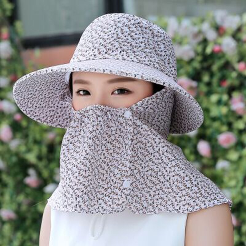 Kvinder sommer solhatte blomstercamouflage pakbar solskærmshat med store hoveder bred skygge strandhat uv beskyttelse kvinde kasket: 10