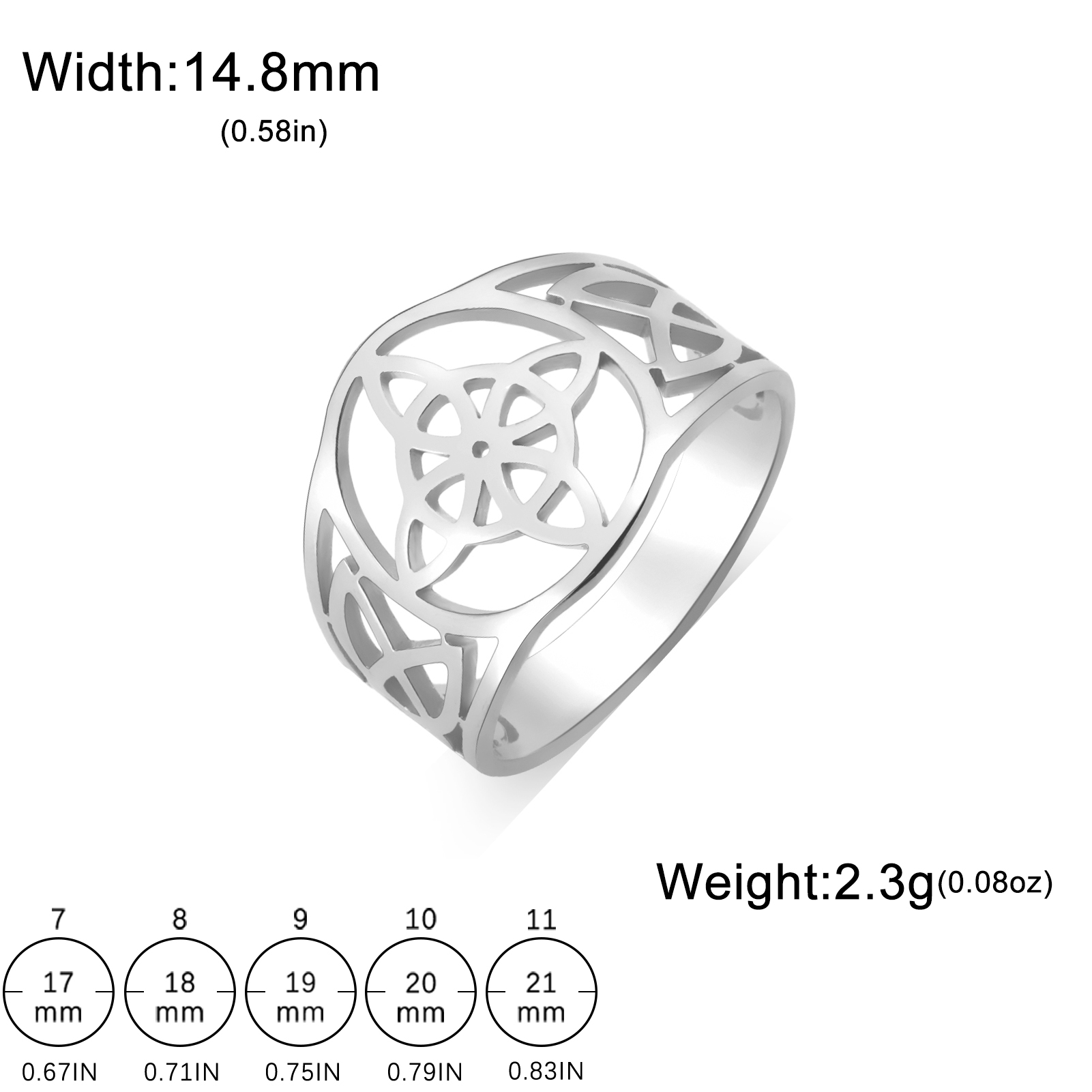 Skyrim Stainless Steel Witch Knot Ring Women Men Finger Rings Witchcraft Wicca Triquetra Celtics Knot Amulet Protection Jewelry: 11 / silver