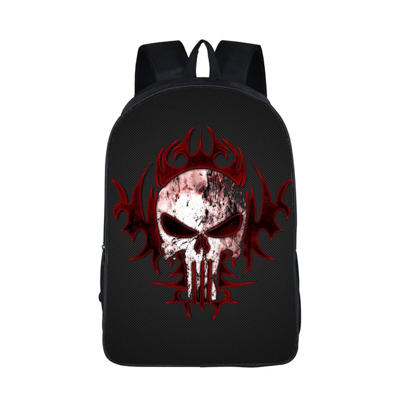 Mochila para chicas adolescentes de Punisher, morral escolar con estampado de Calavera, morral informal para hombre: 16CFZ09