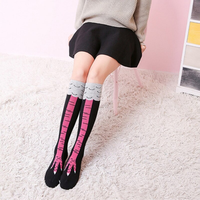 3D Funny Chicken Winter Autumn Women's Socks Cartoon Thigh High Sock cute Thin Toe Feet Socks Halloween Party cosplayD