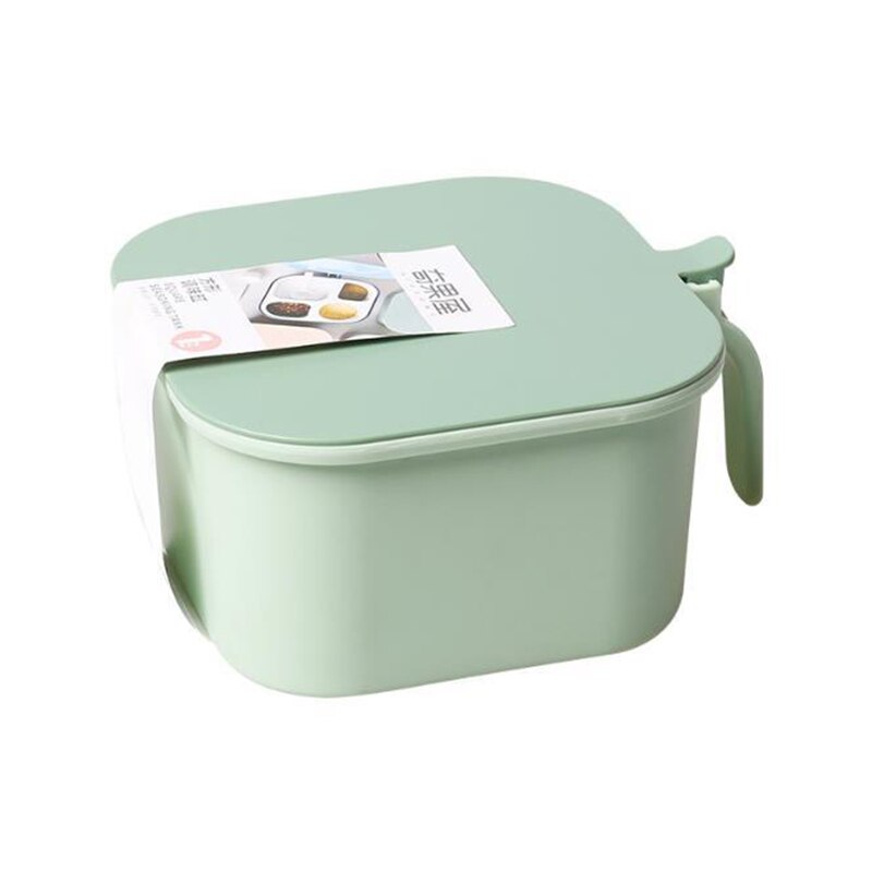 Simple Divided Grid Seasoning Box Kitchen Seasoning Box With Handle Seasoning Pot Pepper Box Home Storage Jar Kitchen Gadgets: green