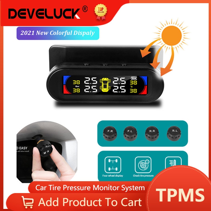 Coloful Solar TPMS Car Tire pressure Alarm Monitor Universal tpms With 4 Wireless Sensors for Smart Temperature Warning