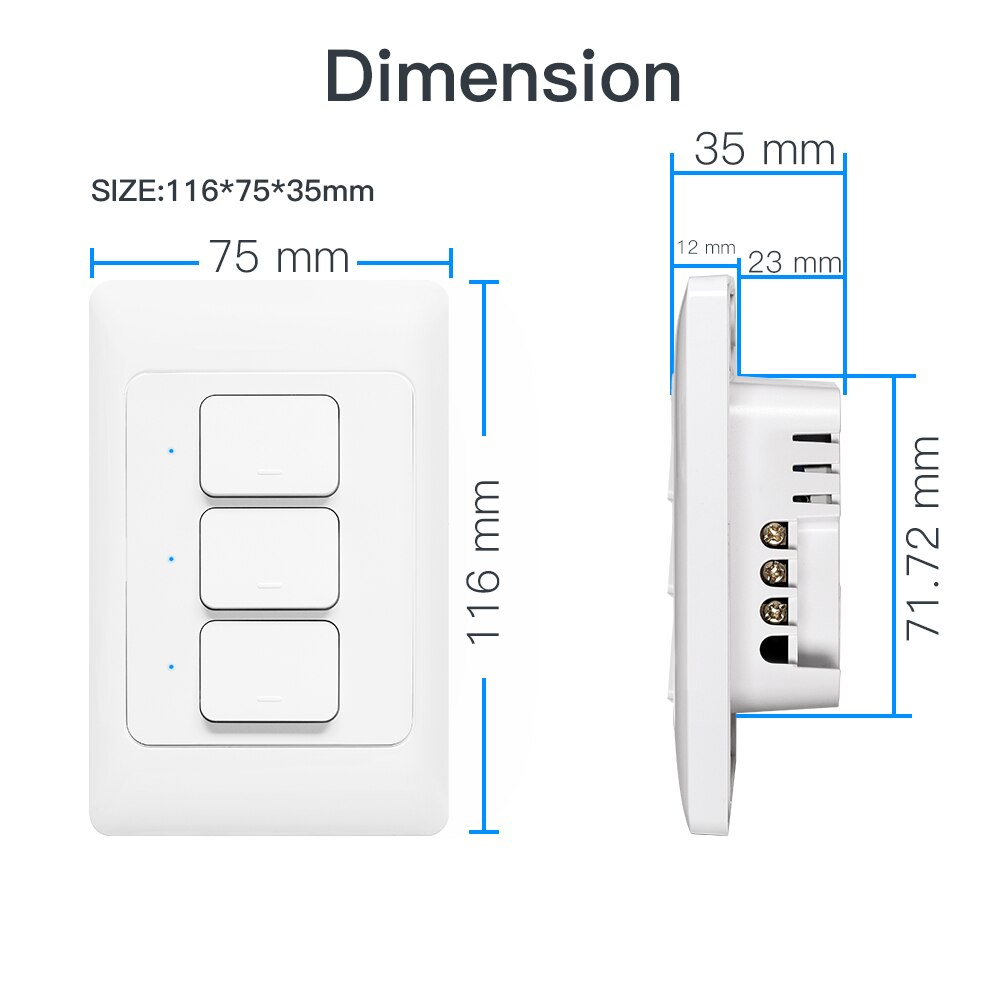 Zemismart zigbee 3.0 trykklysbryter smartthings kontrollerer oss autofysiske veggbrytere