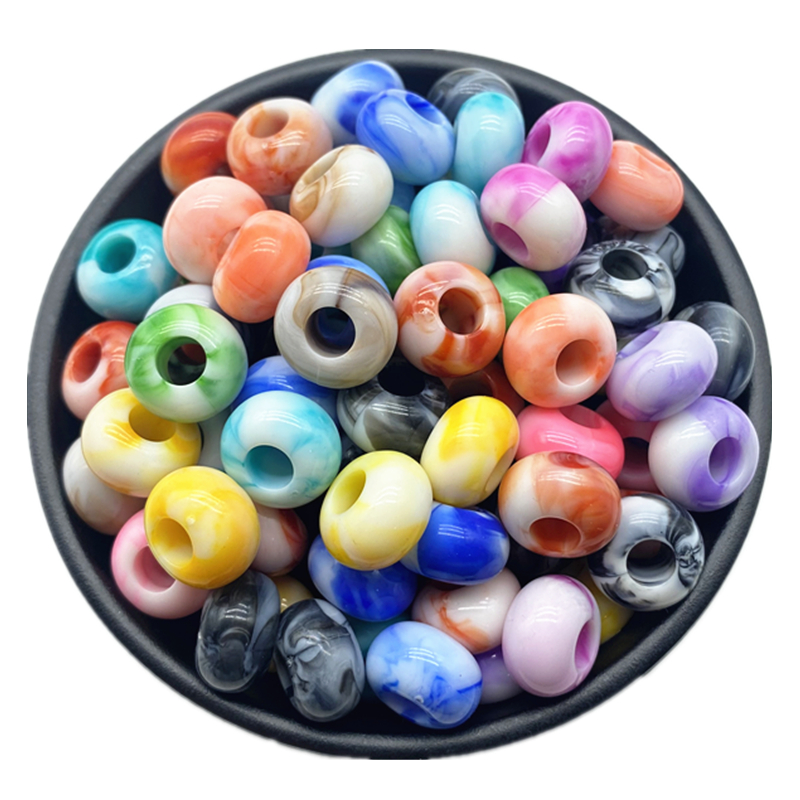 20pcs/lot 15x9mm Mixing Color Big Hole Acrylic Beads Loose Spacer Oblate Circle Bead Necklace Bracelet Pendant Jewelry Making: Gold
