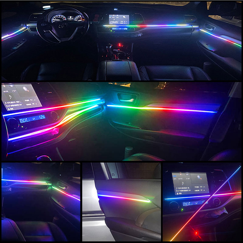 Luz ambiental sinfónica 6/18 en 1 para coche, luz ambiental interior de zona Dual para Control por aplicación de coche, accesorios de tira de ambiente decorativo