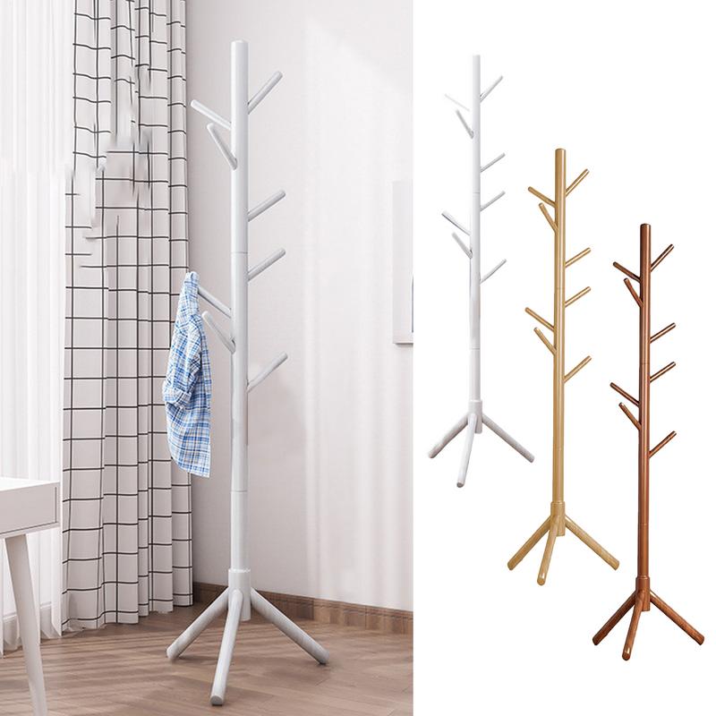Perchero de árbol de madera para colgar en el suelo, perchero para ropa, soporte para sombrero para dormitorio, estante de secado para muebles para el hogar con 8 ganchos