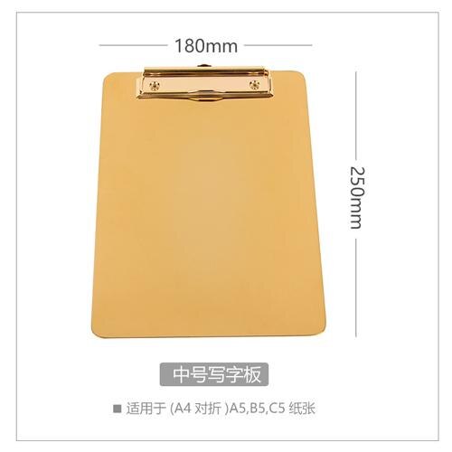 Gold Stainless Steel File Folder Writing Pad Menu Folder Information Folder Clip Board Clipboard A4 Paper Holder Office Board: size M