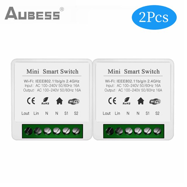 Tuya Mini Wifi Schalter Für Smart Home 16A 2-weg APP Fernbedienung Timing Und Stimme Arbeit Mit Yandex alice Alexa, google Hause: 2 pieces