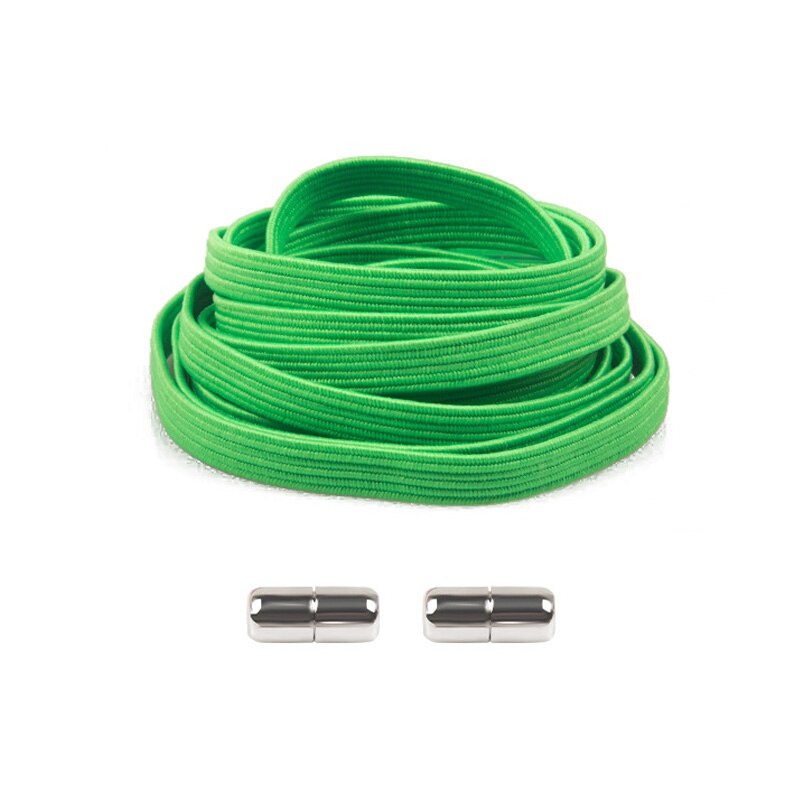 1 paar veters zonder strik, platte elastische veters, kindersneakers voor volwassenen, veters, snelle, luie veters, schoenveters met metalen capsulegesp: Groente