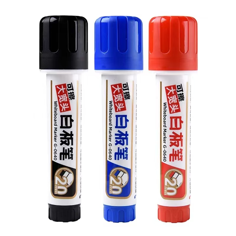 20mm extra grande capacidade cabeça larga apagável tinta-automática marcador de quadro branco escritório papelaria caneta de placa à base de água