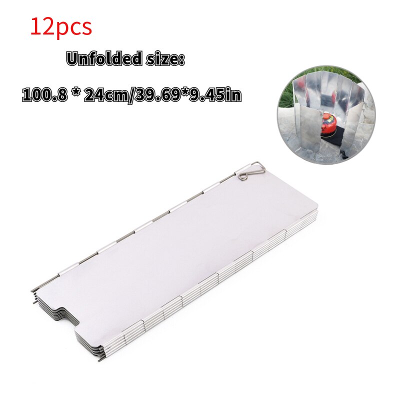 Draagbare Oven Wind Deflector Aluminium Opvouwbare Camping Gasfornuis Voorruit Platen Met Pin Opbergtas: 12pcs