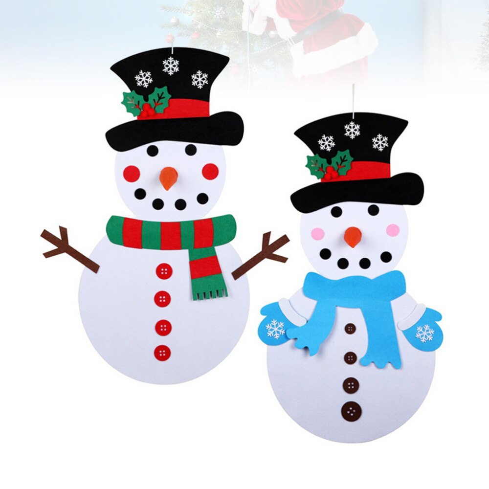 1pc DIY Felt Snowman Game Set Snowman DIY Game DIY Snowman Puzzle Decorations Felt Christmas Tree Snowman Handcraft for