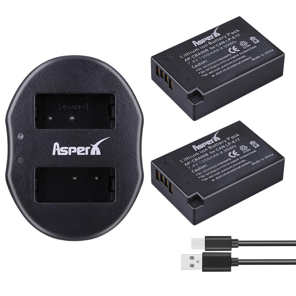 LP-E17 LPE17 LP E17 baterías de la Cámara + cargador Dual USB para Canon EOS M3 M5 M6 rebelde T6i T6s T7i 750D 760D 200D 8000D beso X8i: 2B with charger