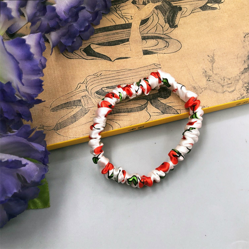 Silk Women's Hair Scrunchie Hairband 1cm wide Elastic Band Ponytail Holder Hair Accessories: plum