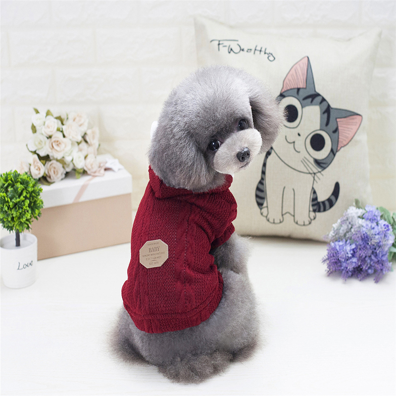 S-XXL Dog Clothes Knitting Crochet Cloth Sweater For Cats Chihuahua Pets Small Puppy Cat French Bulldog York Winter Pet Clothing: Red / S