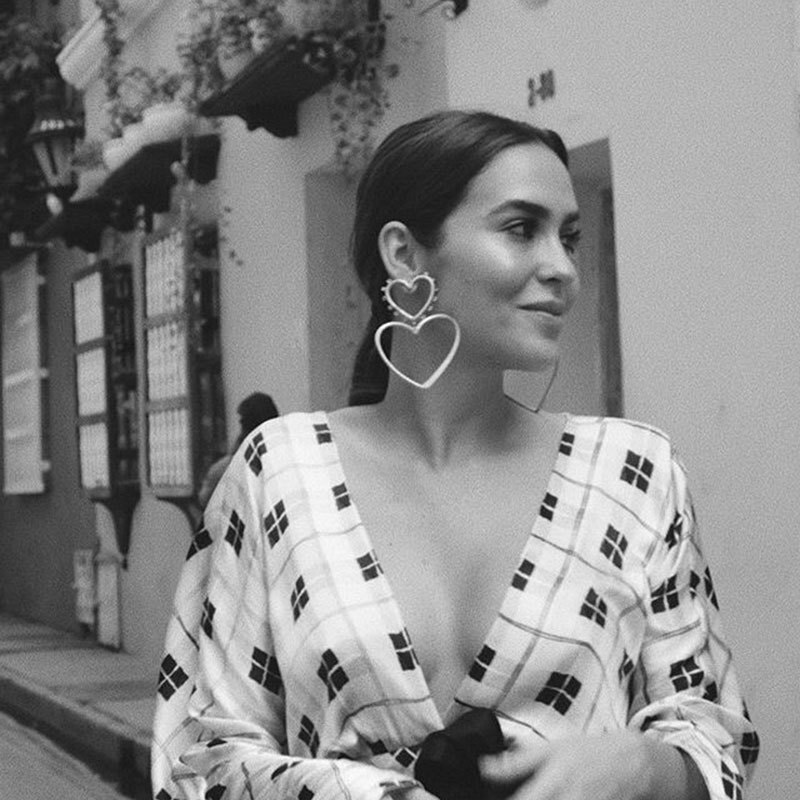 Grandes boucles d'oreilles exagérées de Style Punk, boucles d'oreilles à gouttes d'huile, boucles d'oreilles à grand amour creux, tournage de rue, en plaqué or